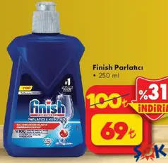 FİNİSH BULAŞIK MAKİNESİ PARLATICISI 250 ML